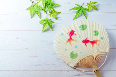 Japanese summer scene with Japanese fan
