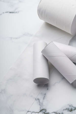 Toilet paper and core of a toilet paper rollの写真素材