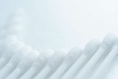 Cotton buds isolated on white backgroundの写真素材
