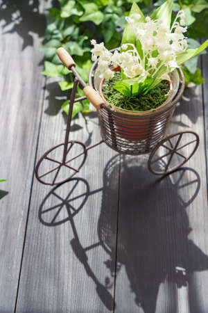 Bicycle accessories and artificial flowersの写真素材