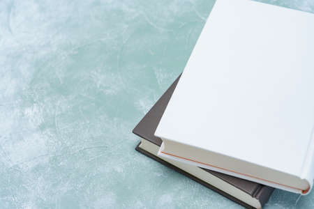 Hardback book on wooden table