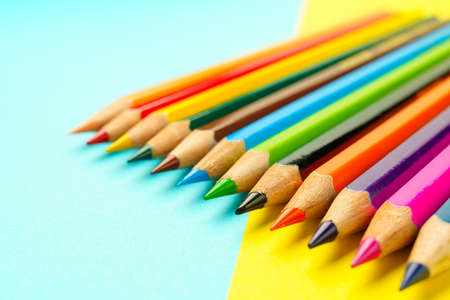 Colored pencils on color background