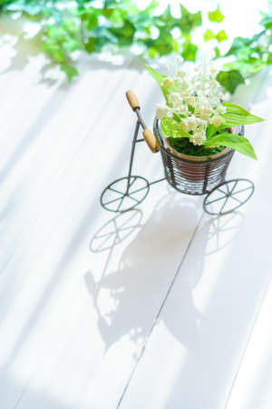 Bicycle accessories and artificial flowersの写真素材
