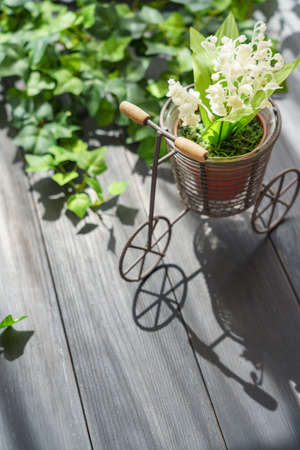 Bicycle accessories and artificial flowersの写真素材
