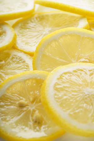 Sliced lemon fruit isolated on white background
