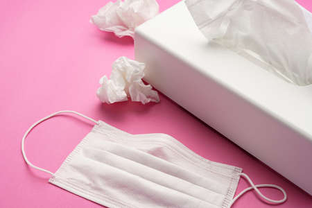 Medical face mask and tissue paperの写真素材
