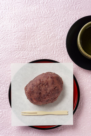 Pounded rice covered with bean paste, Japanese traditional sweet 'ohagi'の写真素材