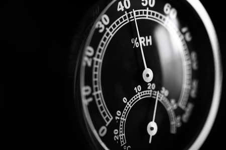 Hygrometer on dark backgroundの写真素材