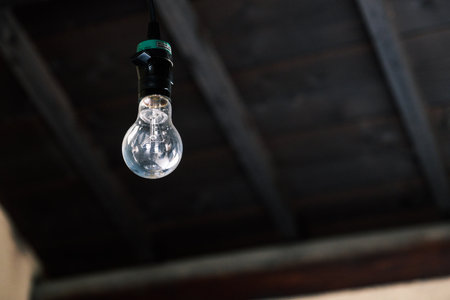Japanese old houses and light bulbの写真素材