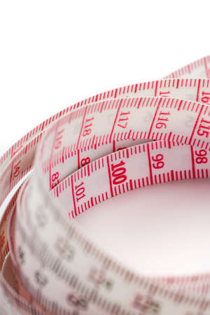 White measuring tape isolated on white backgroundの写真素材