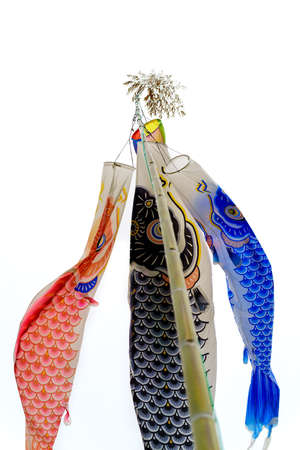 Japanese 'Koinobori', colorful carp streamersの写真素材