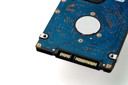 2.5 inch hard disk drive isolated on white backgroundの写真素材