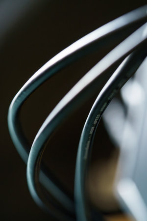 Display connection cable on dark backgroundの写真素材