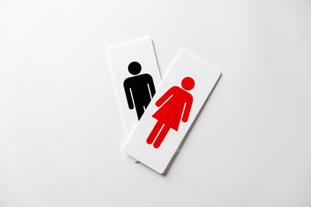 Restroom sign on white backgroundの写真素材