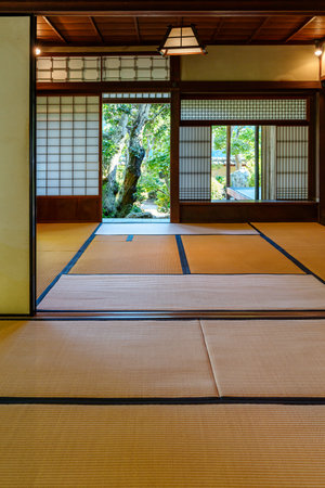 Interior of an old traditional Japanese houseの写真素材