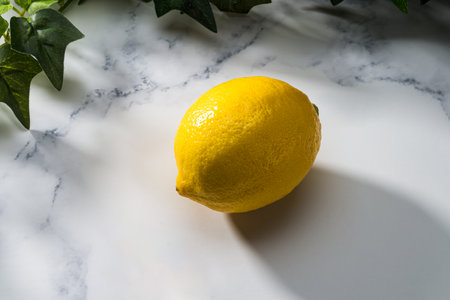 Fresh lemon fruit on tableの写真素材