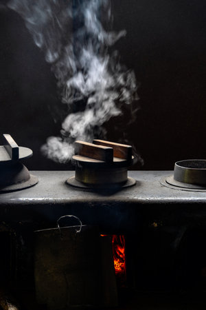 Retro Japanese Kamado Stove in Old Houseの写真素材