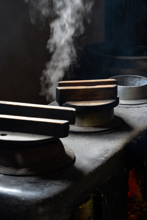 Retro Japanese Kamado Stove in Old Houseの写真素材