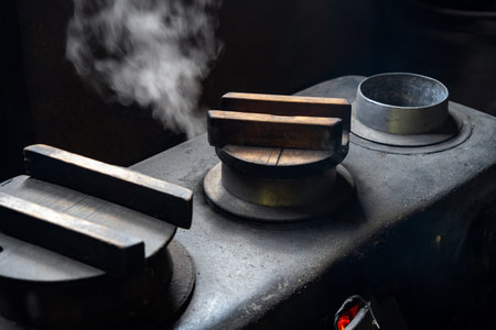 Retro Japanese Kamado Stove in Old Houseの写真素材