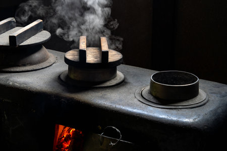 Retro Japanese Kamado Stove in Old Houseの写真素材