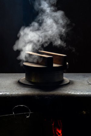 Retro Japanese Kamado Stove in Old Houseの写真素材