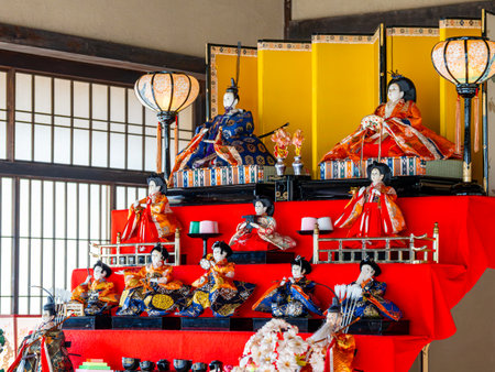 Traditional Japanese Hina dolls for Hinamatsuriの写真素材