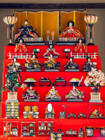 Traditional Japanese Hina dolls for Hinamatsuriの写真素材