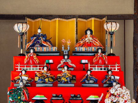Traditional Japanese Hina dolls for Hinamatsuriの写真素材