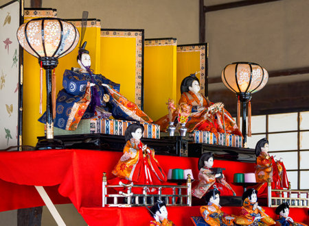 Traditional Japanese Hina dolls for Hinamatsuriの写真素材
