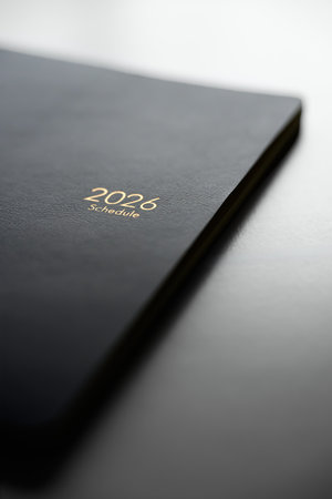 2026 Schedule Planner in Black Leather Cover