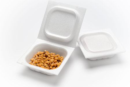Japanese Natto Pack Isolated on White Backgroundの写真素材