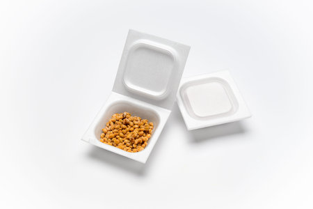 Japanese Natto Pack Isolated on White Backgroundの写真素材