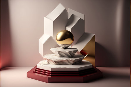 3d render, abstract background, modern product display podium, geometric shapesの素材