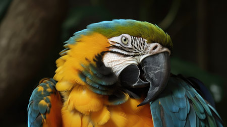 Macaw parrot in the park, close-up portrait.の素材