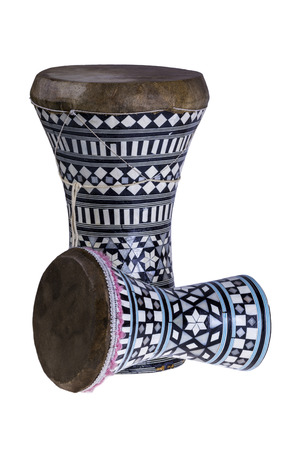 Two Egyptian darbuka on isolated backgroundの写真素材