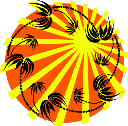 palm trees around a circle in six different colours and optionsのイラスト素材