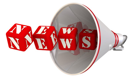 The word "NEWS" flies out of the the mouthpieceの写真素材