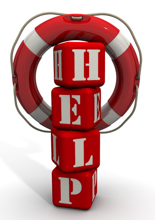 Lifebuoy and the word "help"の写真素材