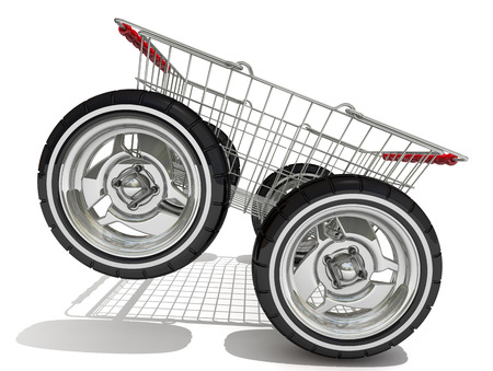 Shopping basket on wheelsの写真素材