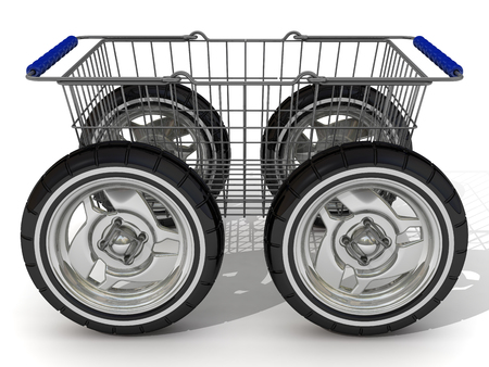 Shopping basket on wheelsの写真素材