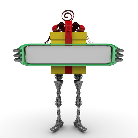 Self-propelled gift box with a blank signの写真素材