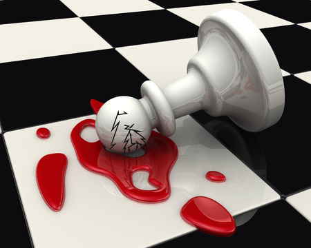 The fallen pawn on the chessboardの写真素材