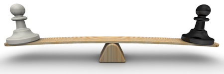 Pawns are weighed on the scalesの写真素材