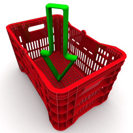 The green arrow indicating the direction in the boxの写真素材