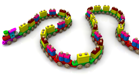 wooden toy trainの写真素材