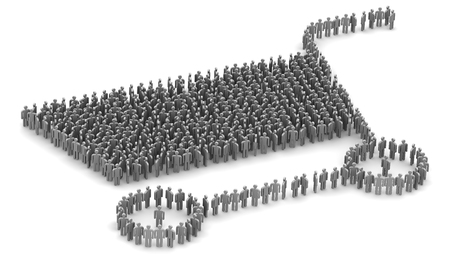 Symbol of the grocery cart made up of peopleの写真素材