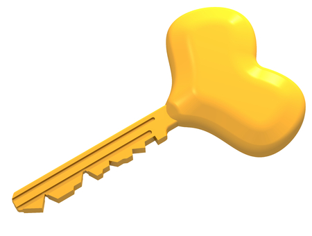 Golden key heart shapedの写真素材