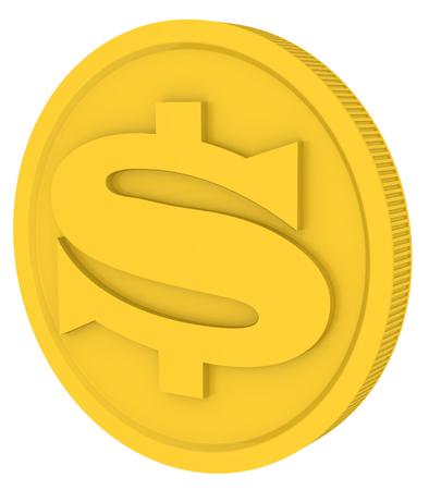 Gold coin with the symbol of the American dollar. 3D Illustrationの写真素材
