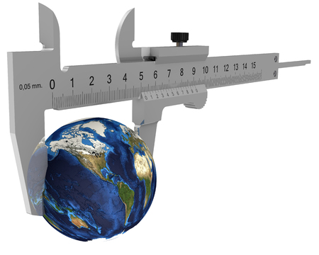 Caliper measures the globe. Isolated. 3D Illustrationの写真素材