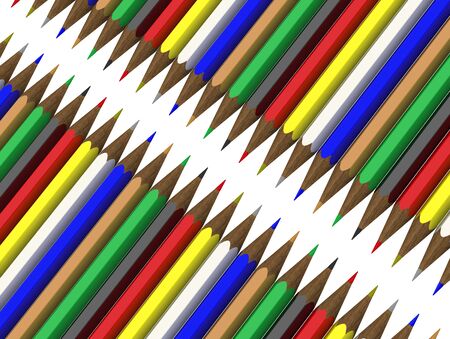 Colored pencils on white surfaceの写真素材